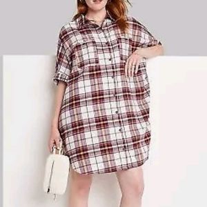 NWT Ascot + Hart Plaid Button Down Dress Size XXS